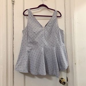 Lane Bryant Seersucker Peplum Sleeveless Blouse